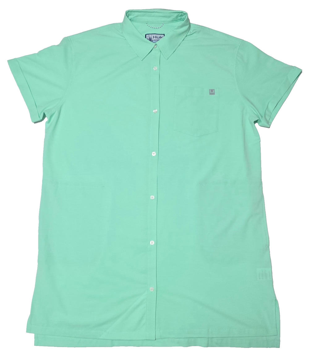 Huk Women's Kona Cover-Up Dress Short Sleeve Mint Green / Bermuda Size XL